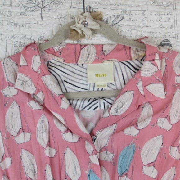 EUC  Anthropologie Maeve Romper Tourista Pink White Sailboat womens Size 4 - Picture 3 of 6